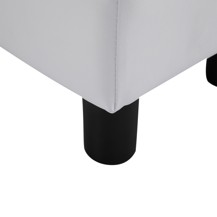 Taburet dreptunghiular  captusit si imbracat in piele artificiala alba [8]