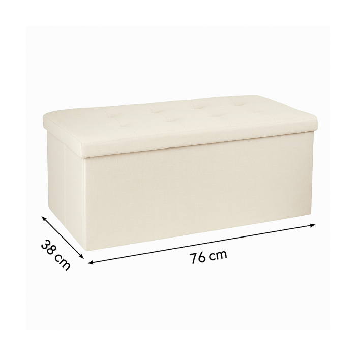 Taburet dublu pliabil Atmosphera Lysandre, MDF si poliester, 76x38x38 cm, bej [5]