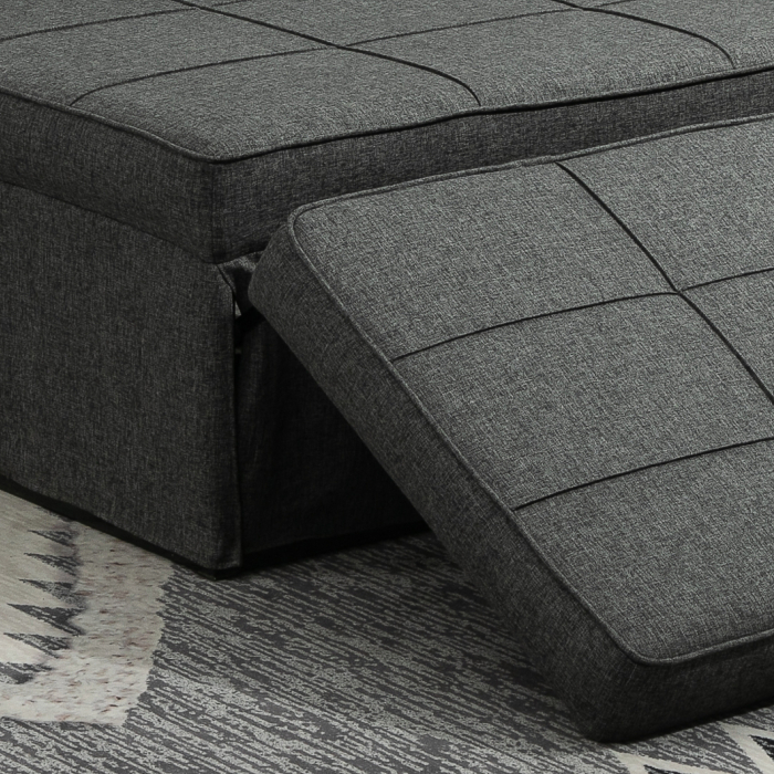  Taburet Pat Individual 3 in 1 cu Spatar Reglabil pe 5 Nivele si Perna Suplimentara, 95x179x78 cm, Gri [9]