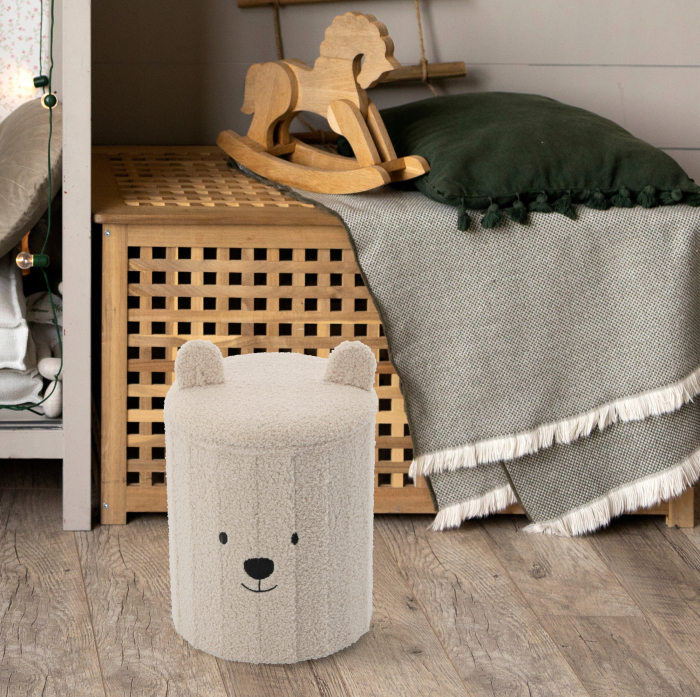 Taburet pentru copii, pliabil cu spatiu depozitare, 80kg, 28×34 cm, bej [7]