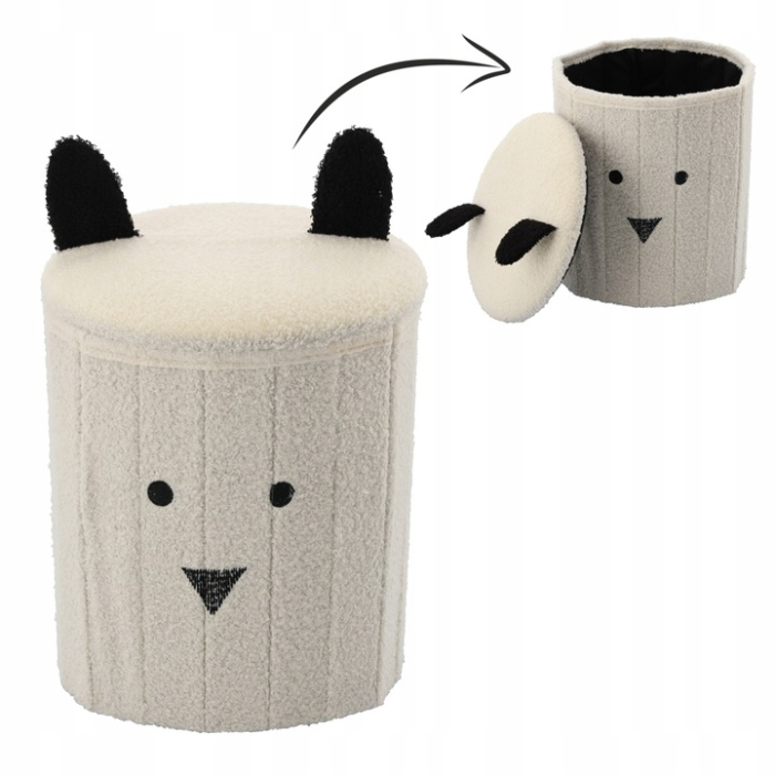 Taburet pentru copii, pliabil cu spatiu depozitare, 80kg, 28×34 cm, bej [5]