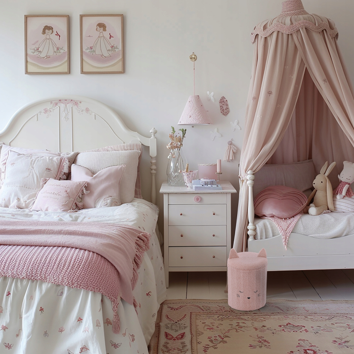 Taburet pentru copii, pliabil cu spatiu depozitare, 80kg, 28x34 cm, roz [7]