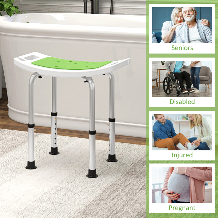  Taburet pentru Dus din Aluminiu si Plastic Antiderapant, Reglabil 6 Niveluri 39-52cm, Verde [7]