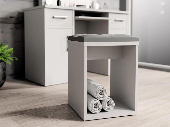 Taburet pentru toaleta cu sezut confortabil, 30x30x42 cm, alb [3]