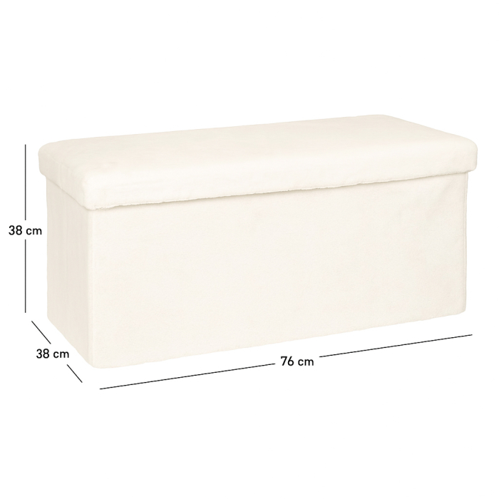 Taburet pliabil Atmosphera Ezzio cu depozitare, 76x38x38 cm, blana artificiala, alb [4]