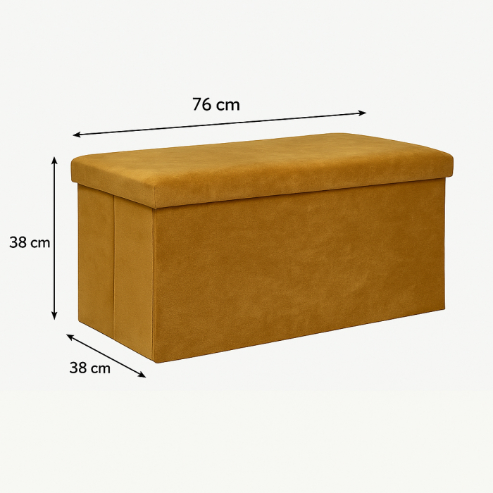 Taburet pliabil Atmosphera Lilou cu spatiu depozitare 80L, 76x38x38 cm, galben mustar [6]