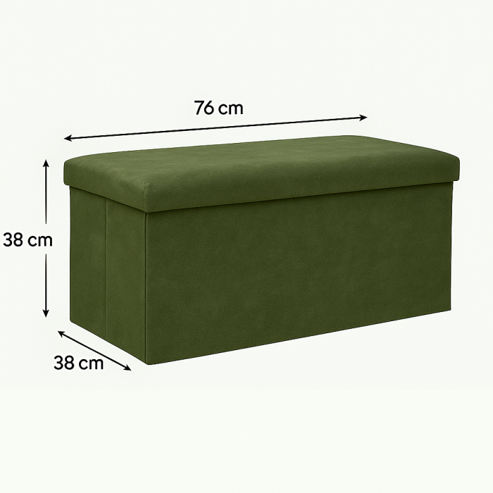 Taburet pliabil Atmosphera Lilou cu spatiu depozitare 80L, 76x38x38 cm, verde khaki [7]