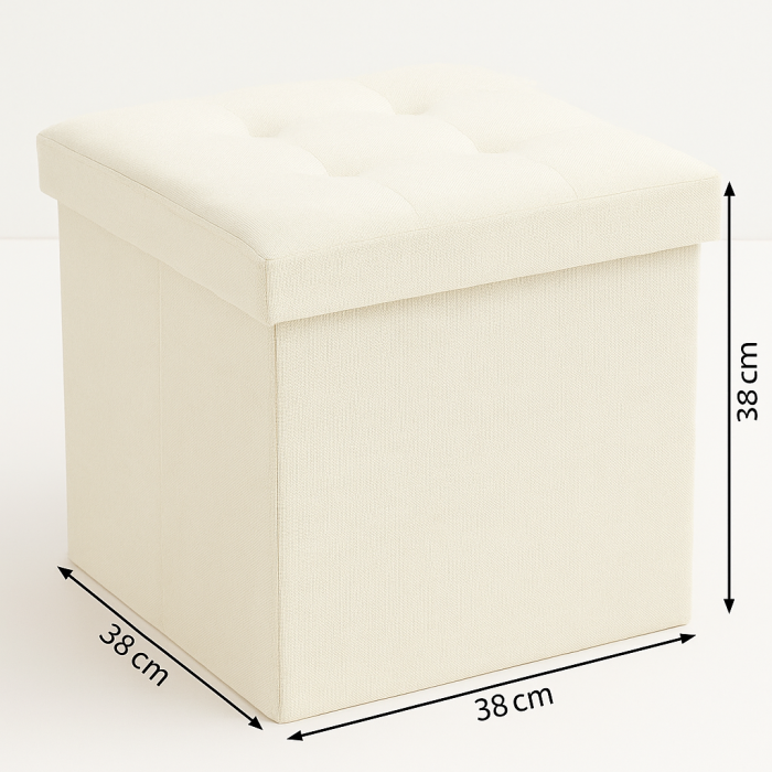 Taburet pliabil Atmosphera Lysandre cu spatiu de depozitare, 38x38x38 cm, bej [6]