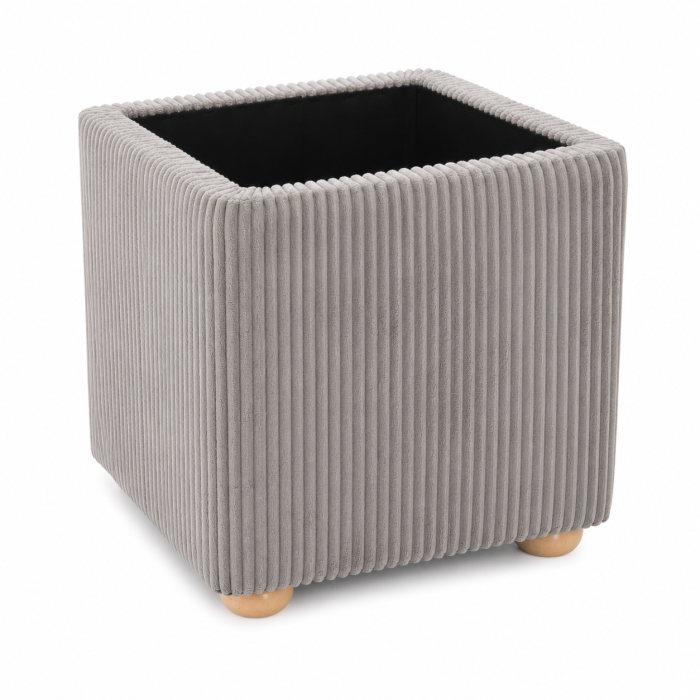 Taburet tapitat cu material reiat, design impletit, 40x40x45 cm, gri [4]