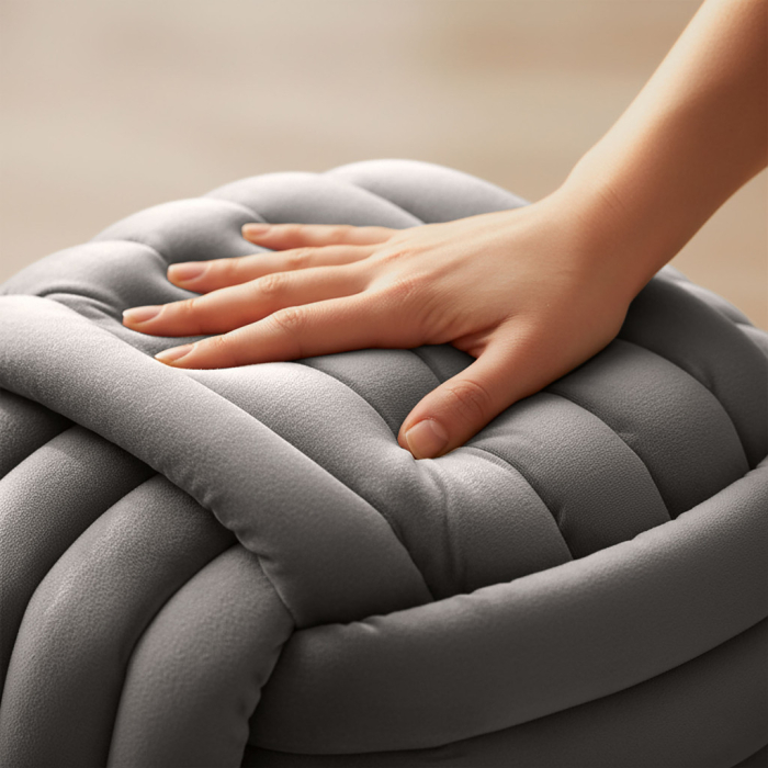 Taburet tapitat Nilo, velur, 53x50x43 cm, gri deschis [4]