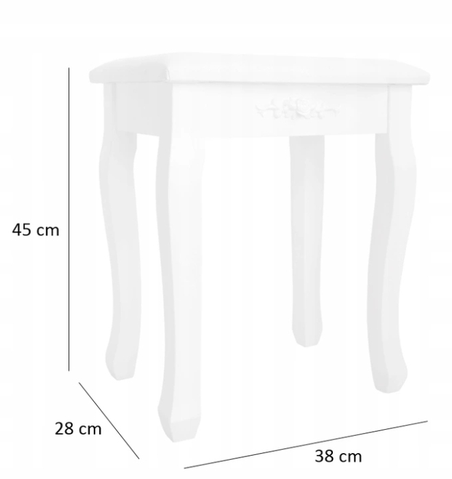 Taburet tapitat pentru masa de toaleta, picioare din lemn masiv, 38x28x45 cm [6]