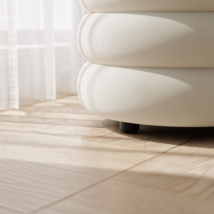 Taburet tapitat Puffo cu spatiu de depozitare, velur, 100x42x42 cm, crem [4]