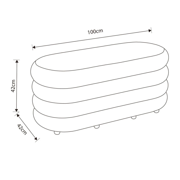 Taburet tapitat Puffo cu spatiu de depozitare, velur, 100x42x42 cm, crem [5]