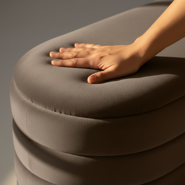 Taburet tapitat Puffo cu spatiu de depozitare, velur, 100x42x42 cm, maro [3]