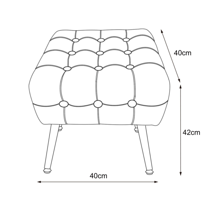 Taburet tapitat Quadra, velur, cu picioare metalice, 40x40x42 cm, bej [2]