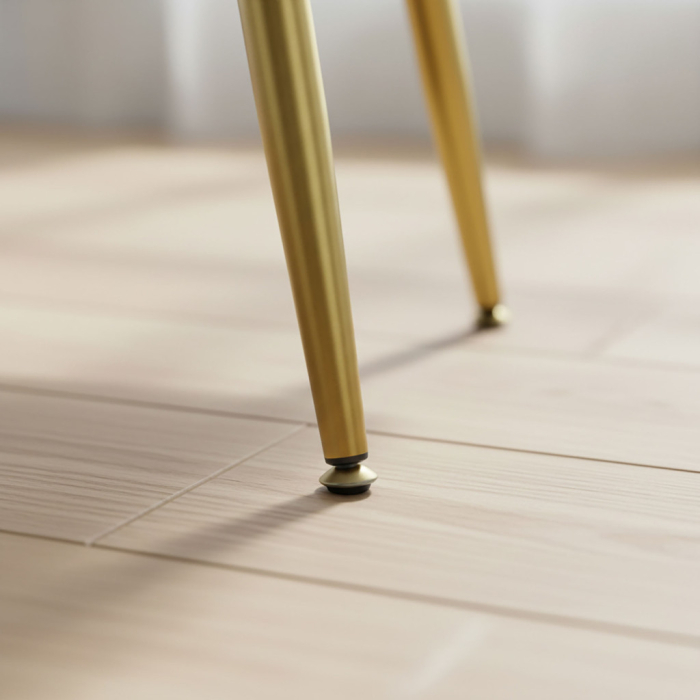 Taburet tapitat Quadra, velur, cu picioare metalice, 40x40x42 cm, roz pudra [4]