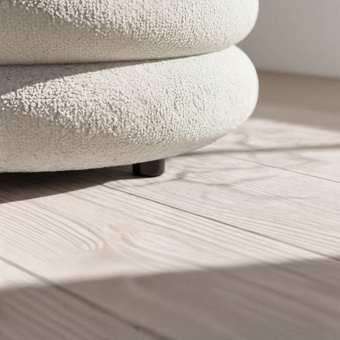 Taburet tapitat Snuggo cu spatiu de depozitare, velur, diametru 42 cm, inaltime 45 cm, alb [3]