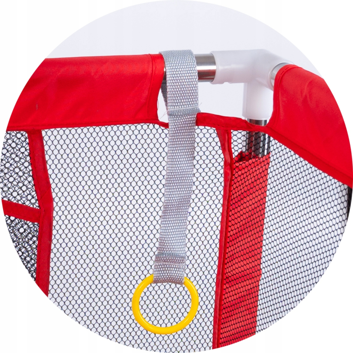 Tarc joaca XXL copii si bebe cu cos baschet, 2 porti mingi, intrare fermoar, Oxford 150D, 230x122x62 cm, rosu [9]