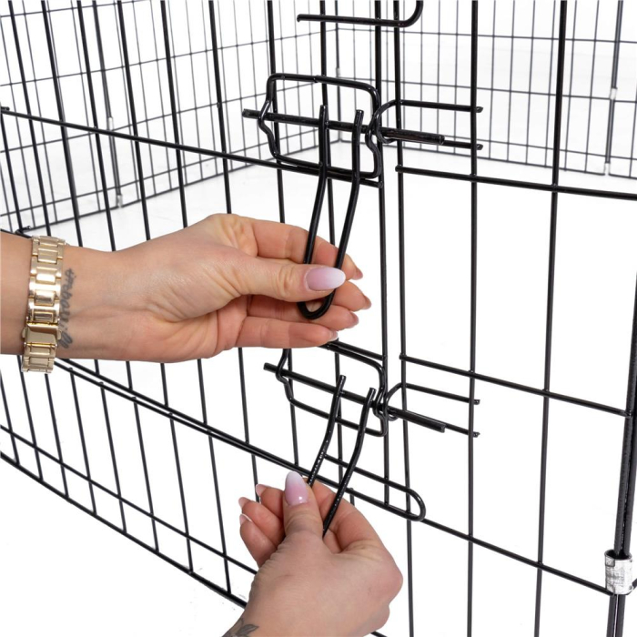 Tarc pentru animale de companie, din fier, forma configurabila, cu usa de acces, 3XL, 155x155x61cm, negru [10]