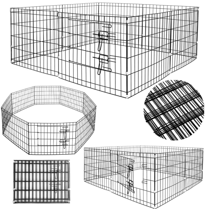 Tarc animale companie fier configurabil usa acces 3xl, 155x155x61 cm, pliabil, negru [7]