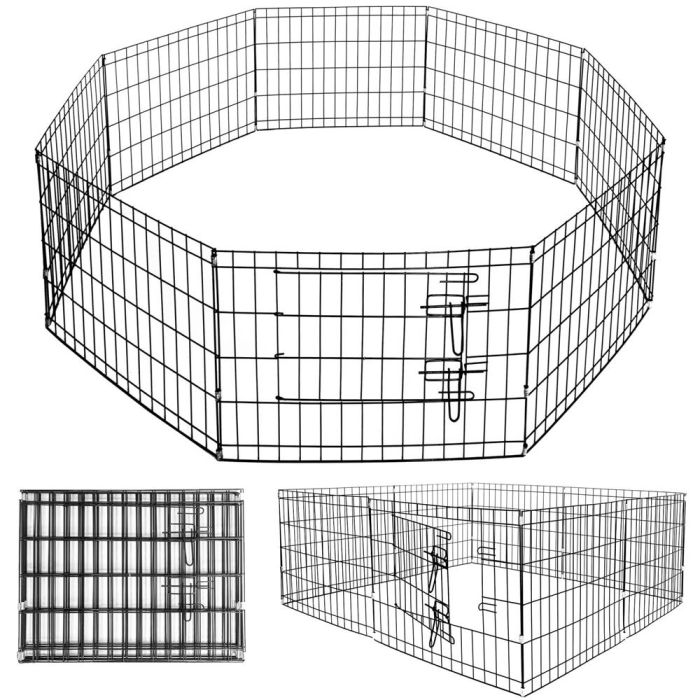 Tarc animale companie fier configurabil usa acces 3xl, 155x155x61 cm, pliabil, negru [5]