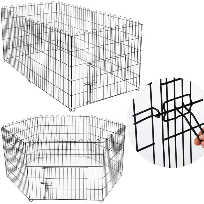 Tarc pentru animale de companie, din fier, forma configurabila, cu usa de acces, 3XL, 165x85x73cm, negru [14]