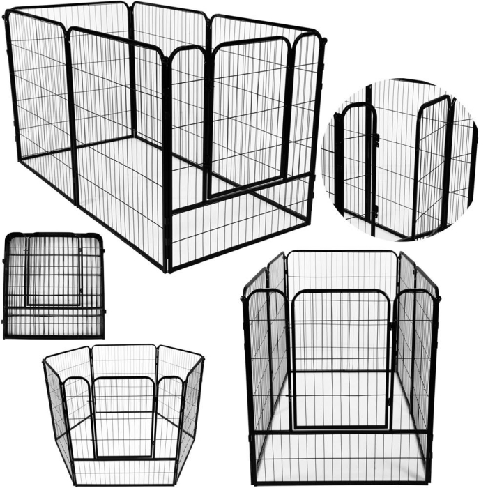 Tarc animale companie fier configurabil usa acces 4xl, 184x100x93 cm, pliabil, negru [4]