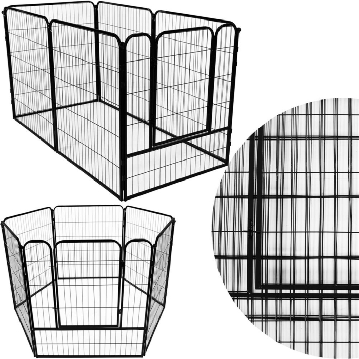 Tarc animale companie fier configurabil usa acces 4xl, 184x100x93 cm, pliabil, negru [5]