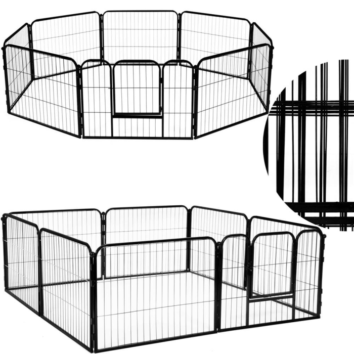 Tarc animale companie fier configurabil usa acces 5xl, 160x160x60 cm, pliabil, negru [5]