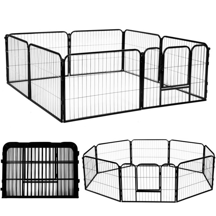 Tarc animale companie fier configurabil usa acces 5xl, 160x160x60 cm, pliabil, negru [3]