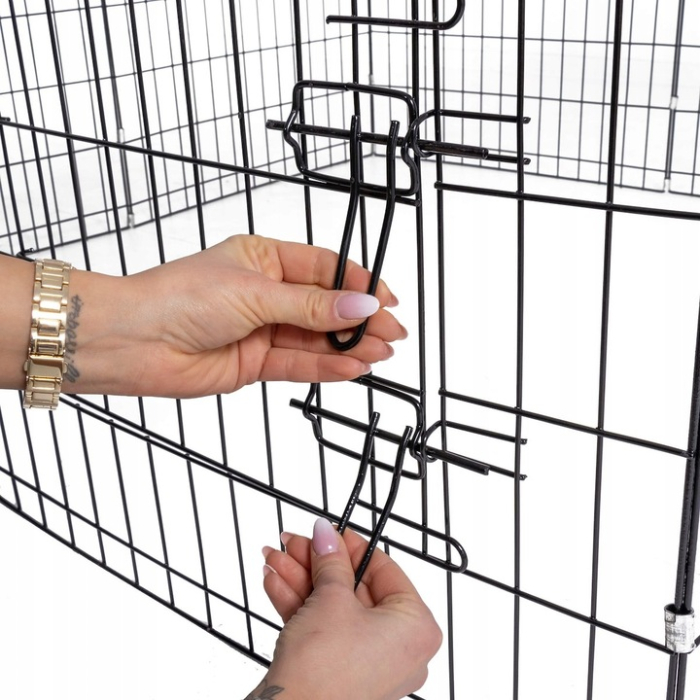 Tarc pentru animale de companie, din fier, forma configurabila, cu usa de acces, XL, 120x120x47cm, negru [4]