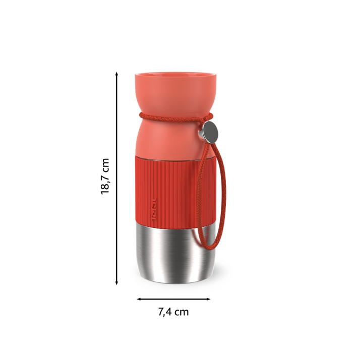 Termos Tefal beYou N2191510, inox, 0.36 L, 100% etans, capac Quick Press, argintiu & portocaliu [2]