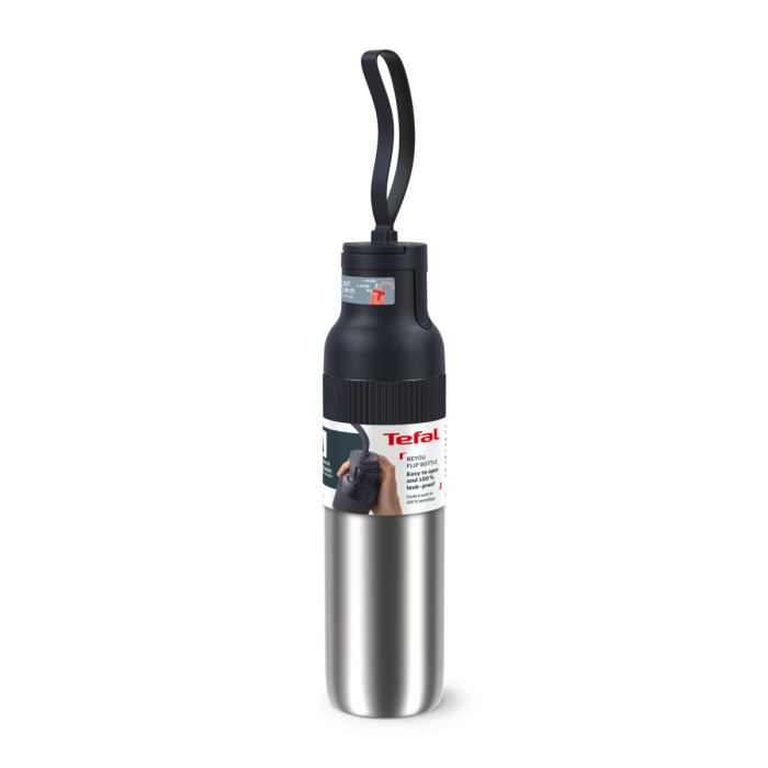 Termos Tefal beYou N3120710, inox, 0.7 L, 100% etans, capac tip flip, argintiu & negru [3]