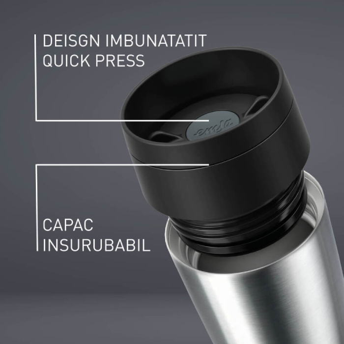Termos Tefal Travel Mug Classic N2020110, inox, 0.36 L, 100% etans, functie Quick Press, argintiu [6]