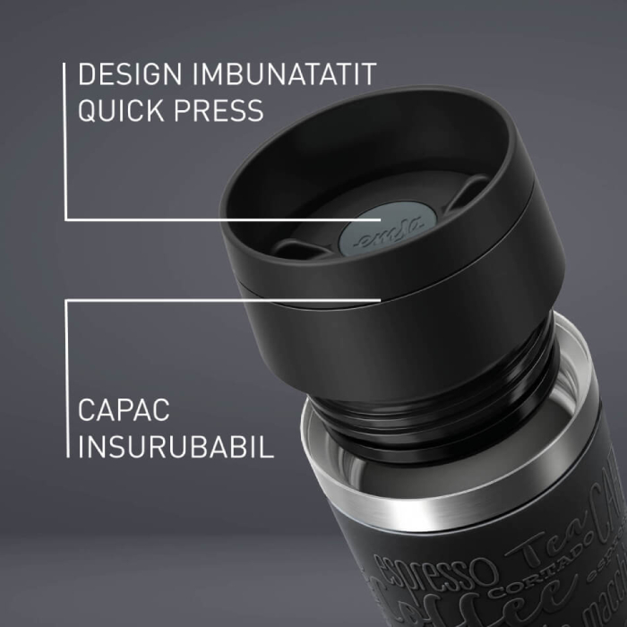 Termos Tefal Travel Mug Classic N2020210, inox, 0.36 L, 100% etanș, functie Quick Press, argintiu & negru [4]