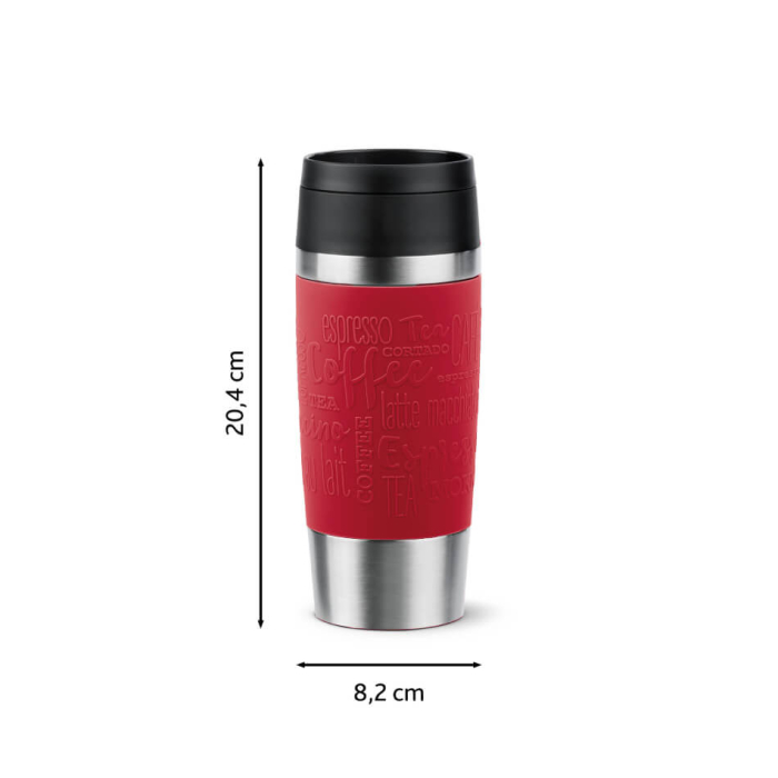 Termos Tefal Travel Mug Classic N2020410, inox, 0.36 L, 100% etans, functie Quick Press, argintiu & rosu [3]