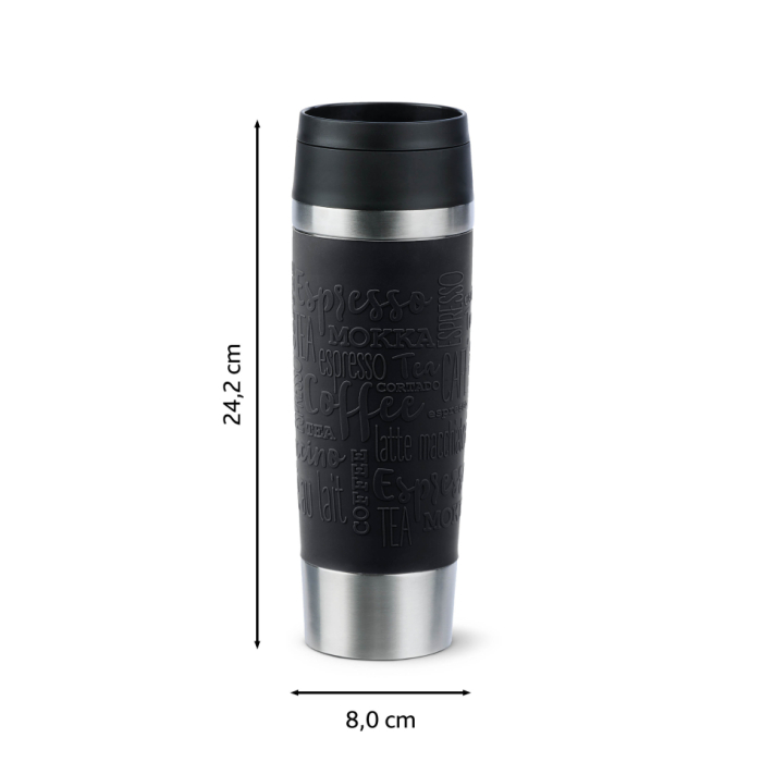 Termos Tefal Travel Mug Classic N2022010, inox, 0.5 L, 100% etans, functie Quick Press, argintiu & negru [3]