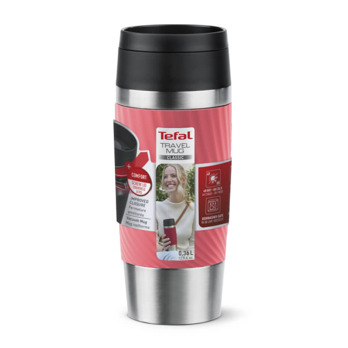 Termos Tefal Travel Mug Classic N2024410, 0.36 L, pastrare la rece 12 ore, pastrare la cald 6 ore, roz & argintiu [3]
