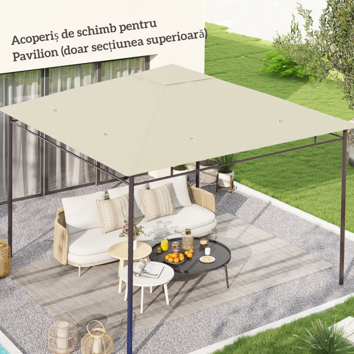  Tetto di Ricambio Telo Sostitutivo per Gazebo Traspirante 3x3m [2]