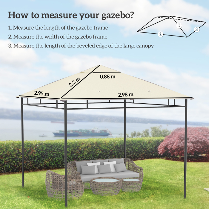  Tetto di Ricambio Telo Sostitutivo per Gazebo Traspirante 3x3m [3]