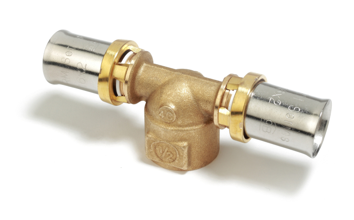 Teu de presare  Giacomini RM154Y049, filet interior 3/4”, pentru teava multistrat diametru 26 mm [1]