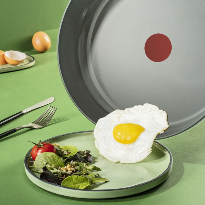 Tigaie 24 cm Tefal Renew On C4270432, 100% aluminiu reciclat, indicator Thermo-Signal, compatibil cu inductia, invelis ceramic,  gri [5]