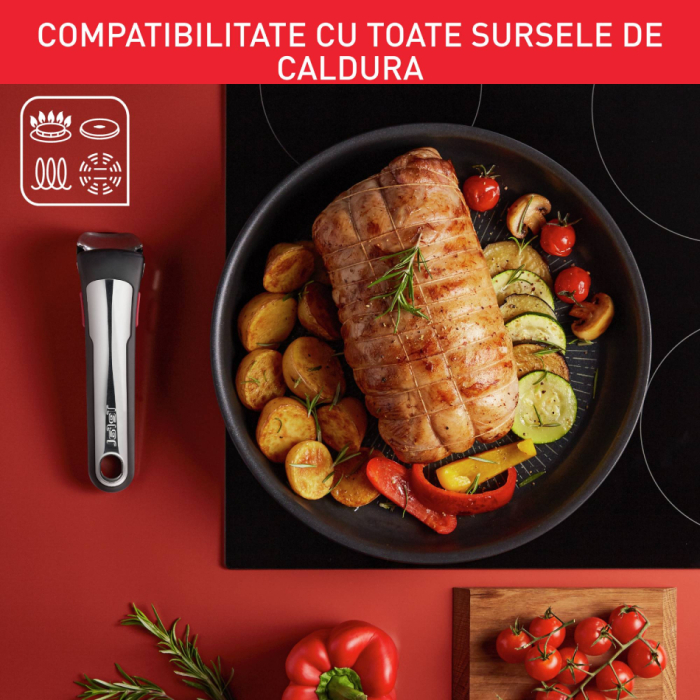 Tigaie grill Tefal Ingenio Unlimited L8584074, 26cm, inductie, invelis antiaderent, indicator Thermo-Signal, negru [7]