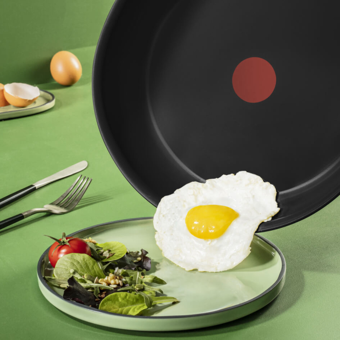 Tigaie Tefal Renew de 24 cm C4320423, 100% aluminiu reciclat, indicator Thermo-Signal, compatibil cu inductia, invelis ceramic, negru [3]