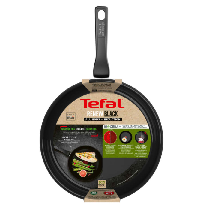 Tigaie Tefal Renew de 28 cm C4320623, 100% aluminiu reciclat, indicator Thermo-Signal, compatibil cu inductia, invelis ceramic, negru [3]