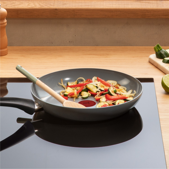 Tigaie Tefal Renewal Ceramic G0170702, 30 cm, aluminiu, invelis ceramic antiaderent Inoceram, Thermo-Signal™, inductie, gri [6]