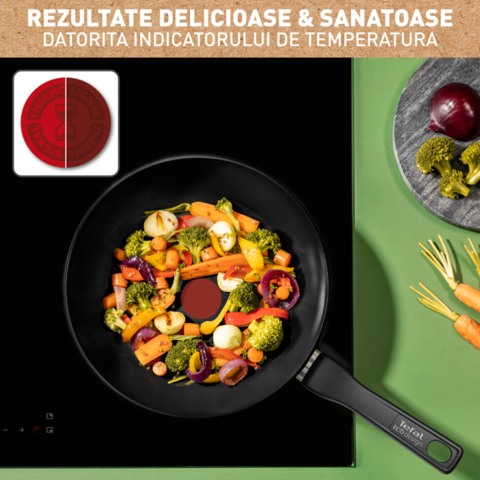 Tigaie wok Tefal Renew de 28 cm C4321923, 100% aluminiu reciclat, indicator Thermo-Signal, compatibil cu inductia, invelis ceramic, negru [6]