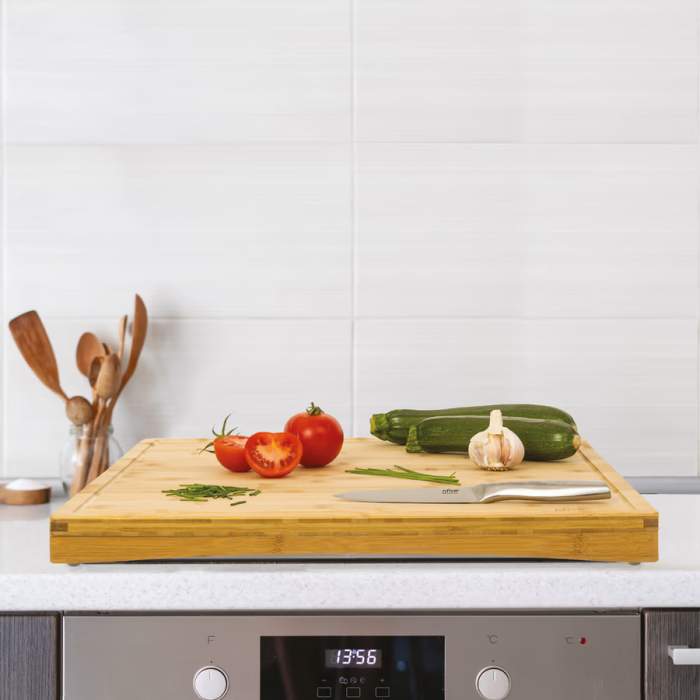 Tocator bambus Bambou, utilizare pe plita sau blat, 52x58x4 cm, natur [2]