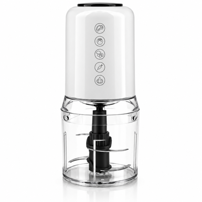 Tocator electric HAEGER CHOP MASTER, Putere 500 W, Bol 500 ml, 4 lame din inox, 2 viteze, Pornire prin apasare, Alb [2]