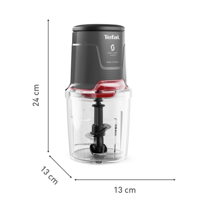 Tocator Tefal Easy Press MQ740HF0, 500W, 4 lame Powelix, recipient de 500 ml, tehnologie Safe Start, gri & rosu [3]